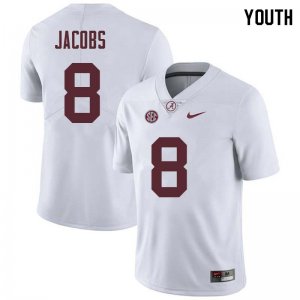 NCAA Youth Alabama Crimson Tide #8 Joshua Jacobs Stitched College Nike Authentic White Football Jersey CD17E25ZC